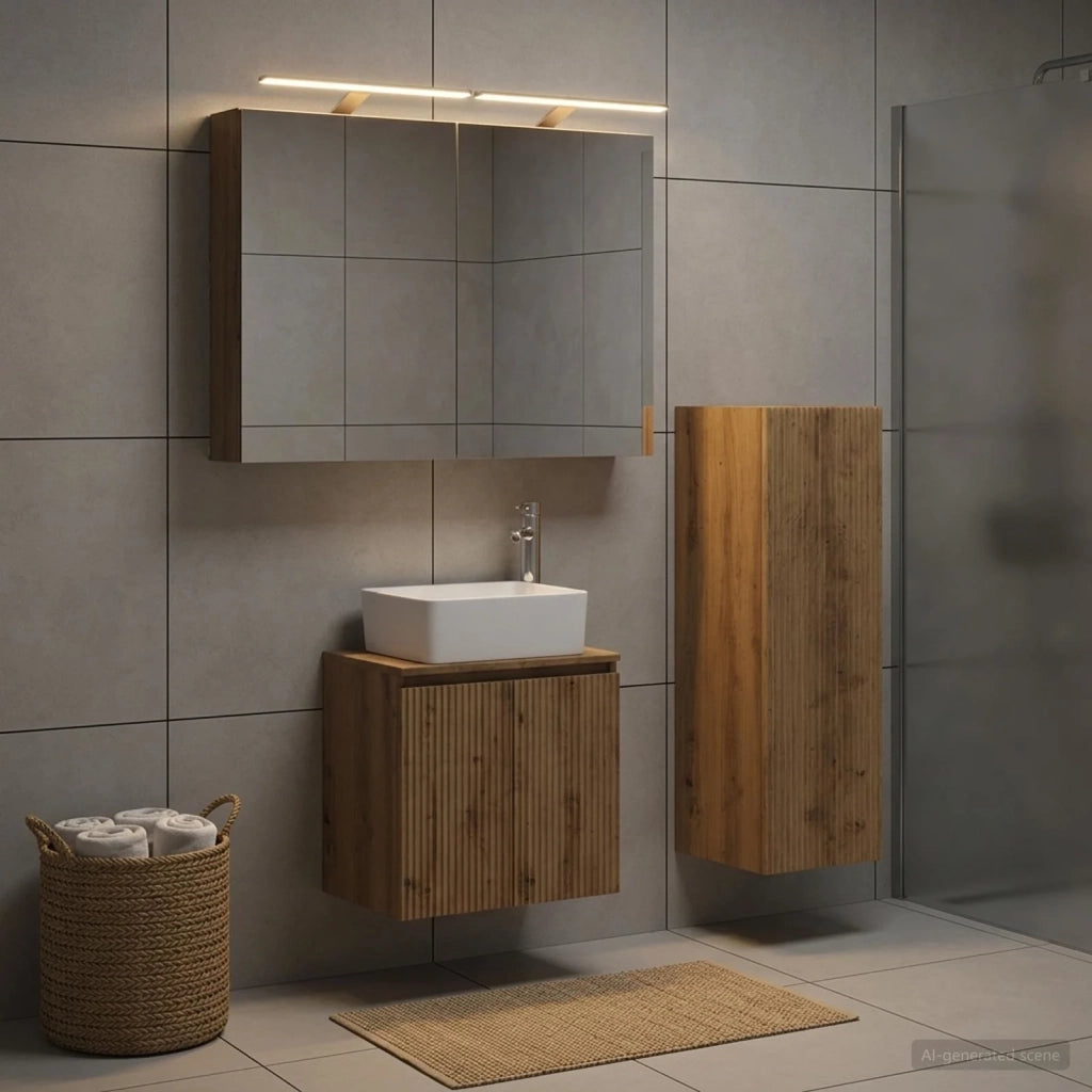 Set di mobili per il bagno 4 pz Rovere Artigianale 3407438