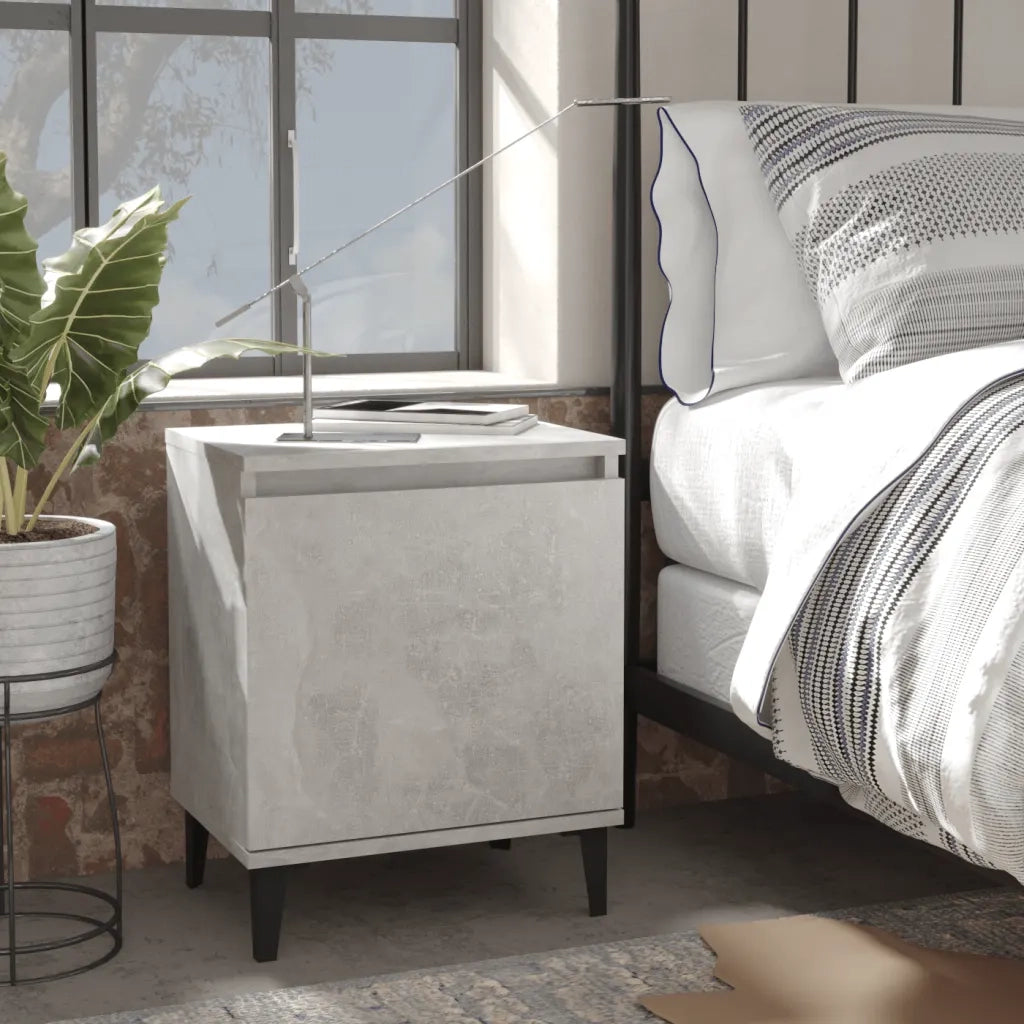 Comodini con Gambe in Metallo Grigio Cemento 40x30x50 cm 805842