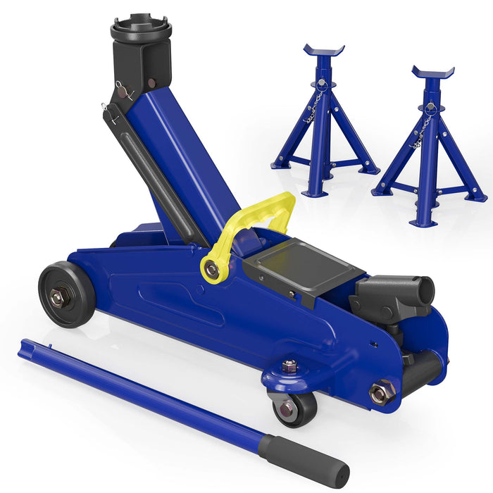 set cric sollevatore + 2 cavalletti max 2t altezza regolabile