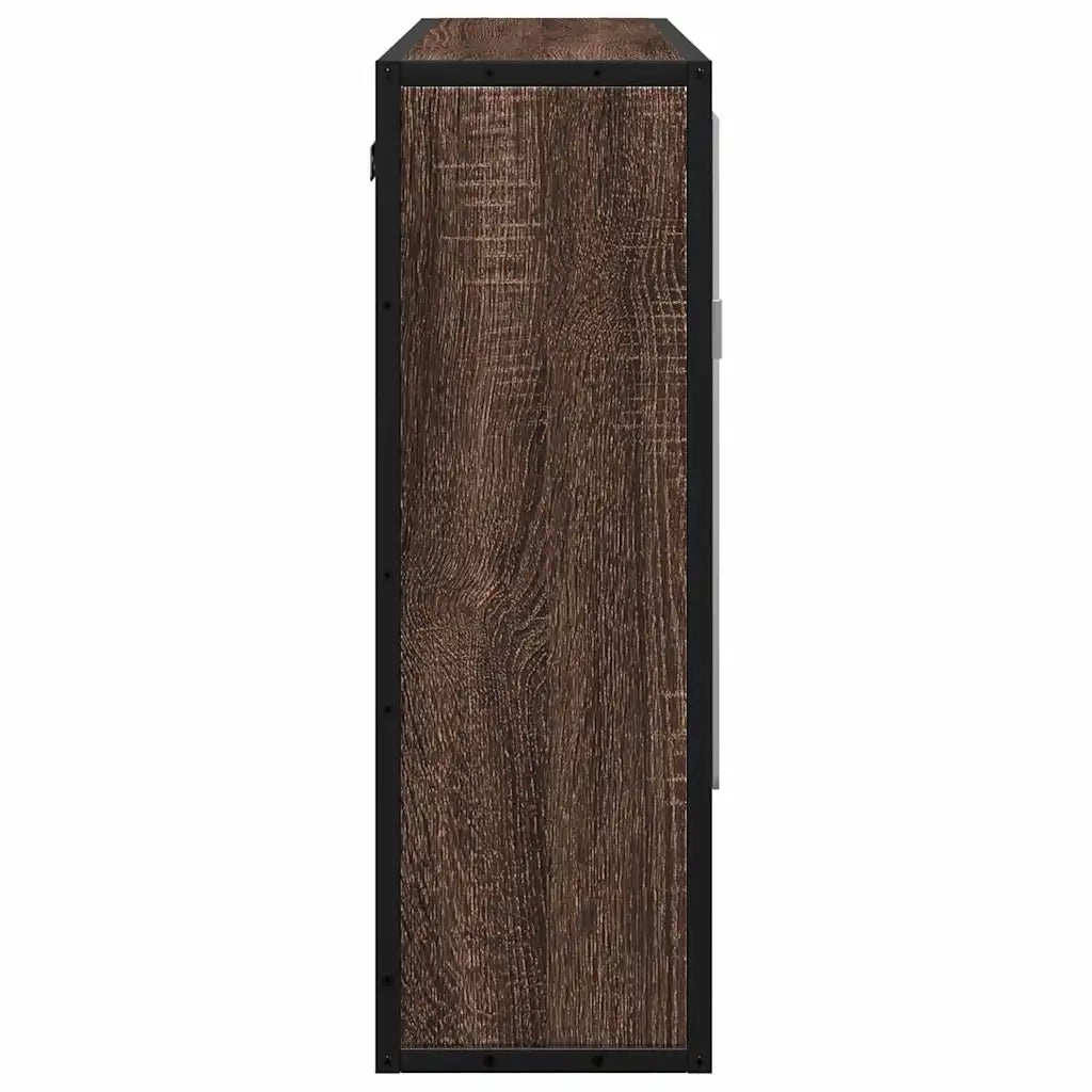 vidaXL Mobile Bagno Specchio Rovere Marrone 65x20x60 Legno Multistrato