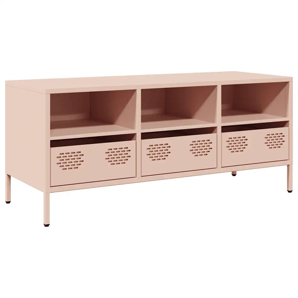 Mobile TV-Credenza per TV-Console TV Rosa 101,5x39x43,5 cm in Acciaio Laminato a Freddo 255133
