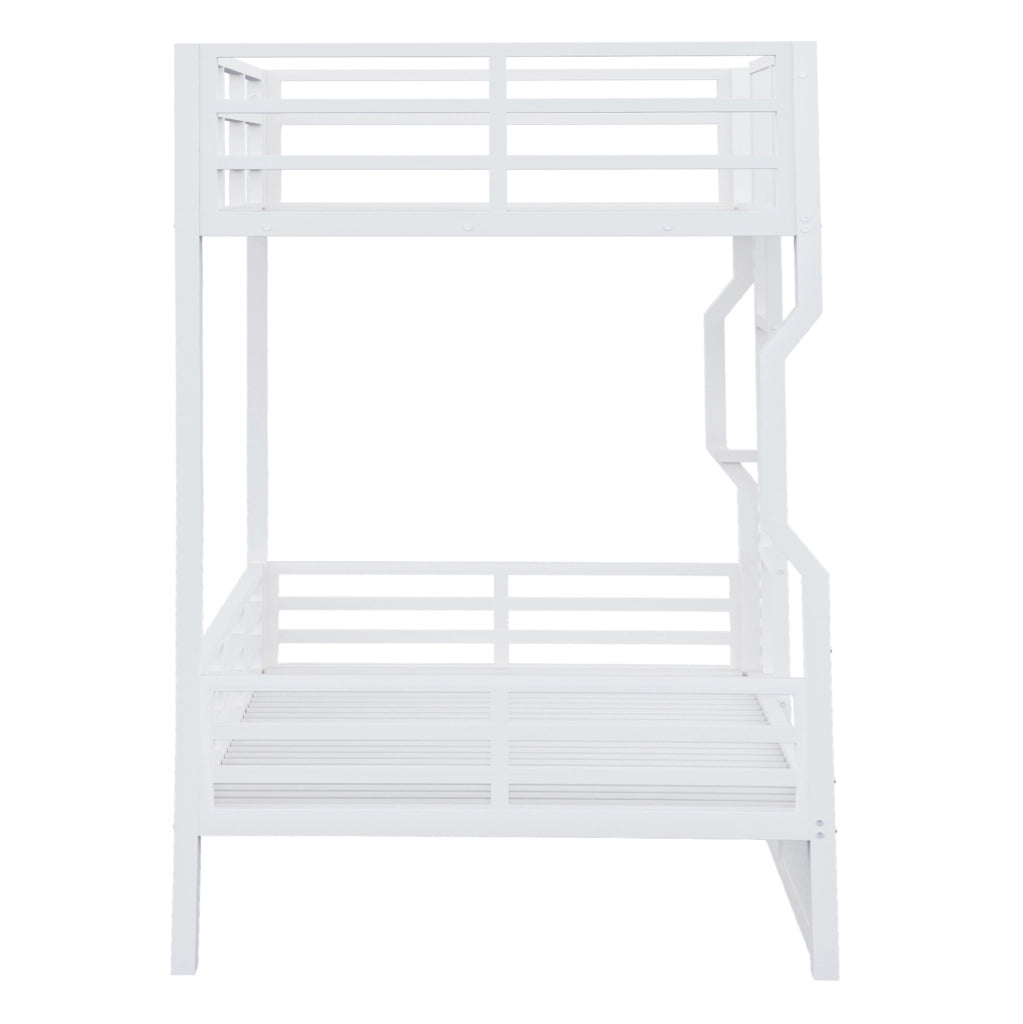 Letto a castello con scala dritta e LED 90x200 cm in MDF e metallo; bianco