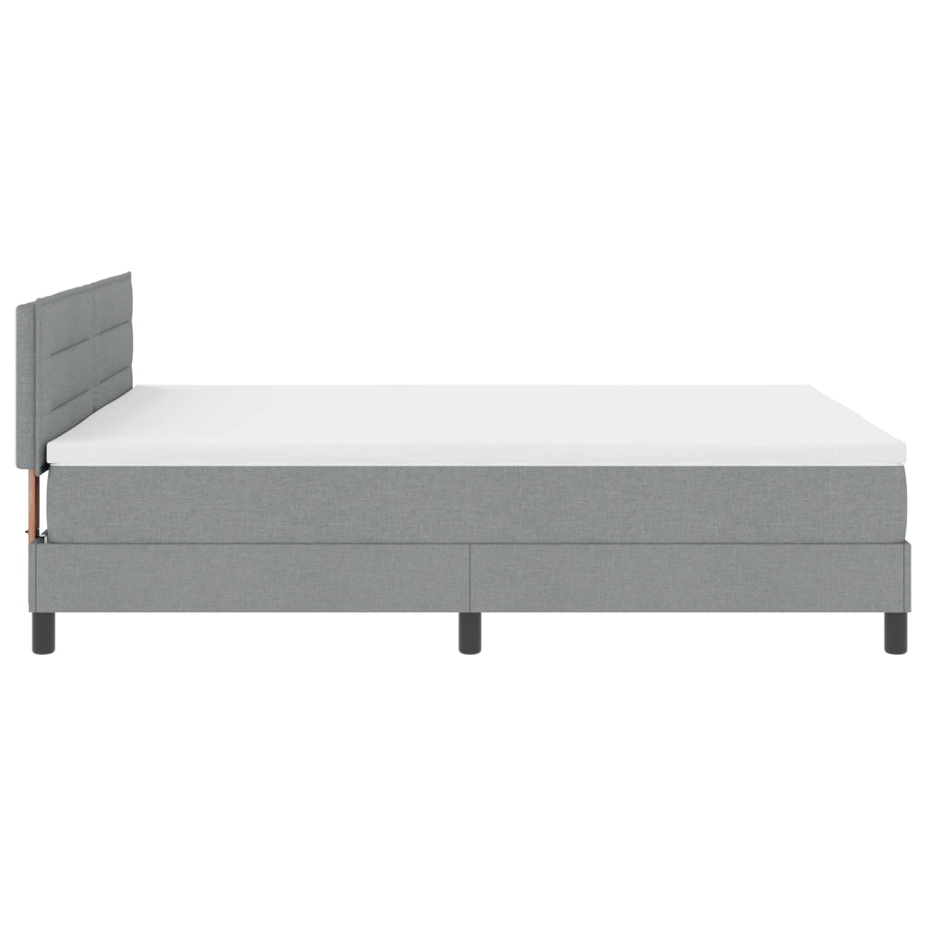 Letto Box Spring con Materasso e Luce LED Grigio 140x200 cm Tessuto