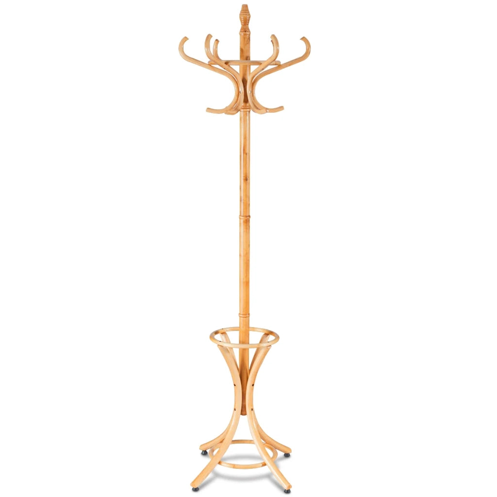 Appendiabiti da terra 51 x 51 x 184 cm con 12 robusti ganci design contemporaneo in legno naturale 20_0019565