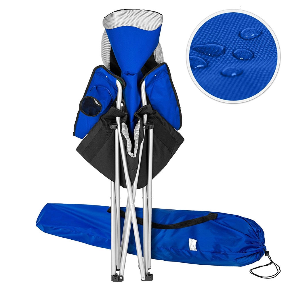 Sedia Pieghevole Campeggio Imbottita Con Borsa Camping Spiaggia Esterno Blu
