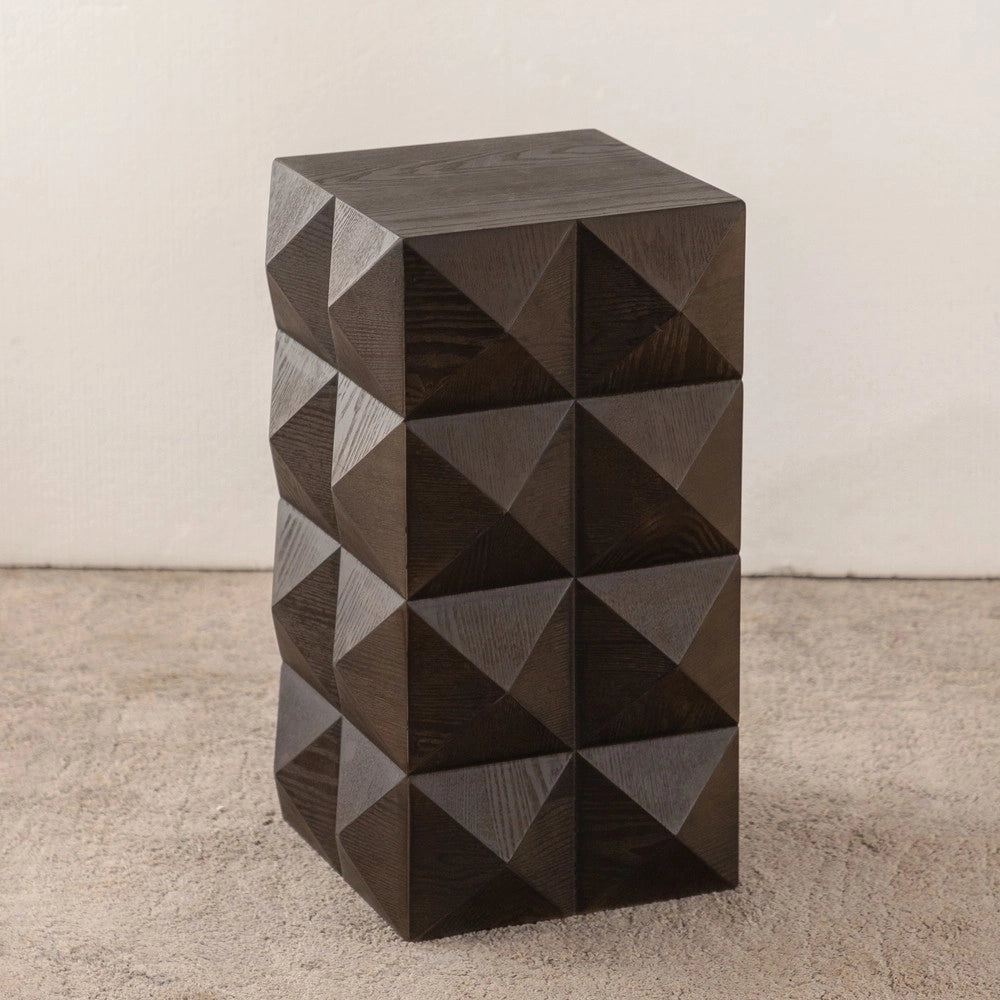 Comodino Vintage in Legno con Pattern in Rilievo ¨C MINIMAL ¨C Marrone, 60 cm
