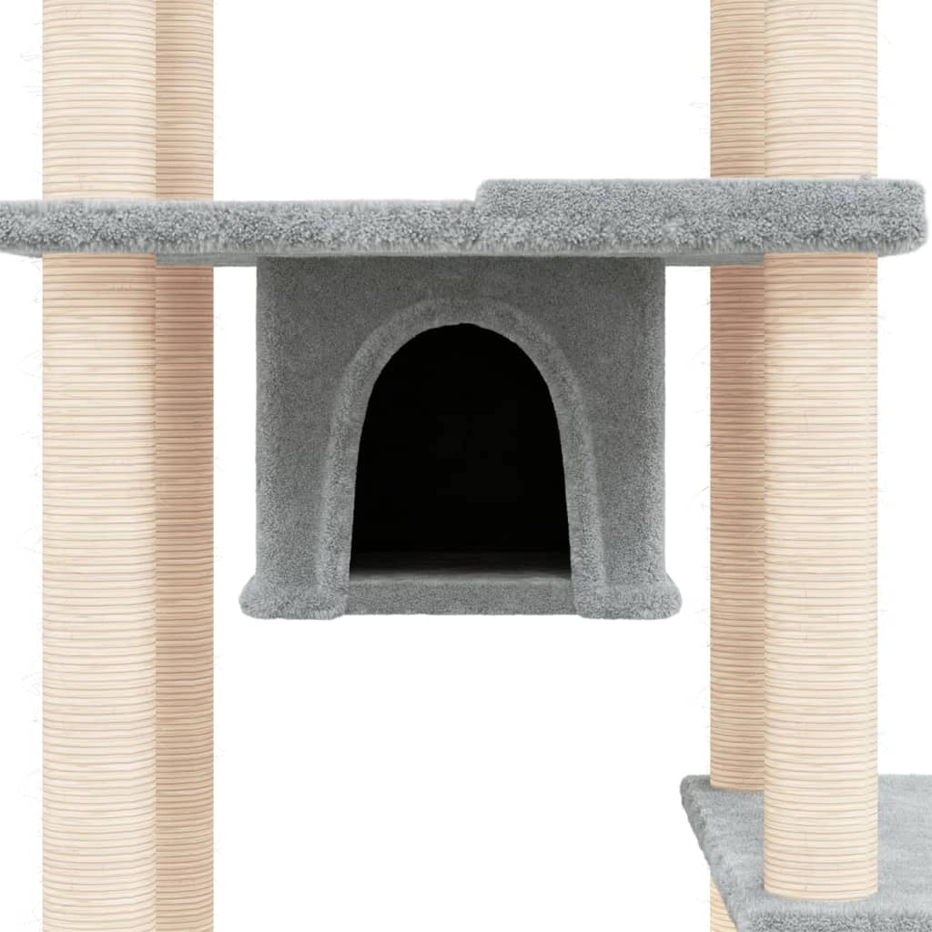 Tiragraffi per gatti torre per arrampicata giocattolo piattaforma per arrampicata con tiragraffi in sisal leggero 176 cm grigio 02_0022592