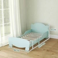 Lettino per Bambini con Testiera e Pediera a Orso e 2 Sponde Laterali, in Legno, 143.5x80x55 cm, Verde