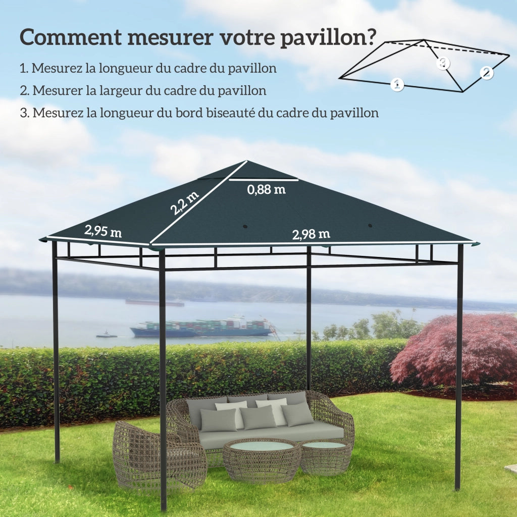 Telo di ricambio per gazebo ¨C zephmum ¨C tessuto poliestere 180 g/m2 3x3 m grigio