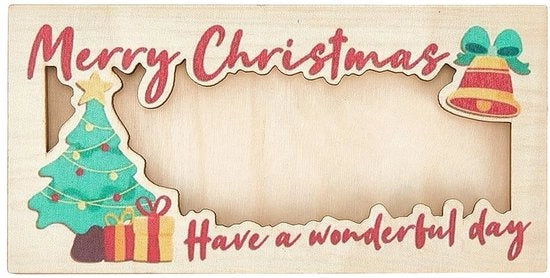 Supporto di Natale in Legno con Carte di Augurio per le Feste