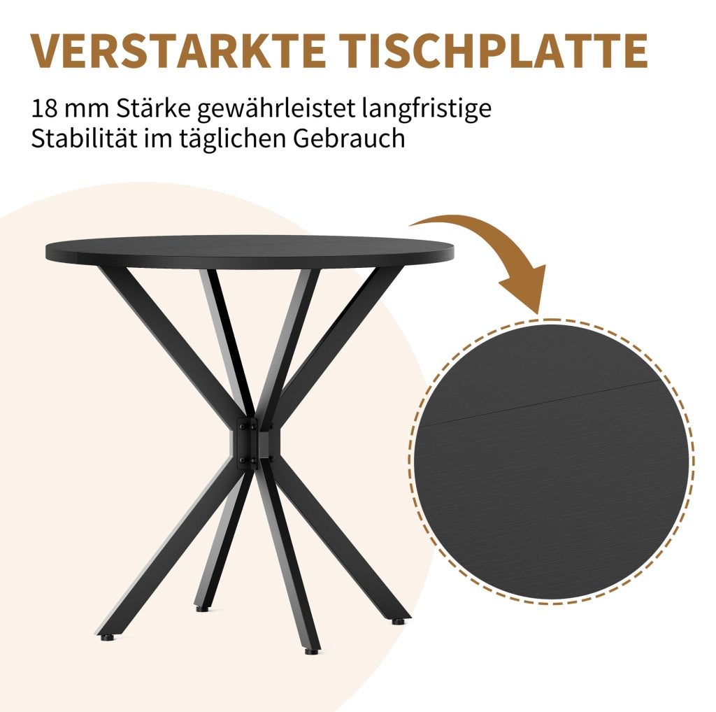 Tavolo rotondo nero Ø 80 cm con gambe a X
