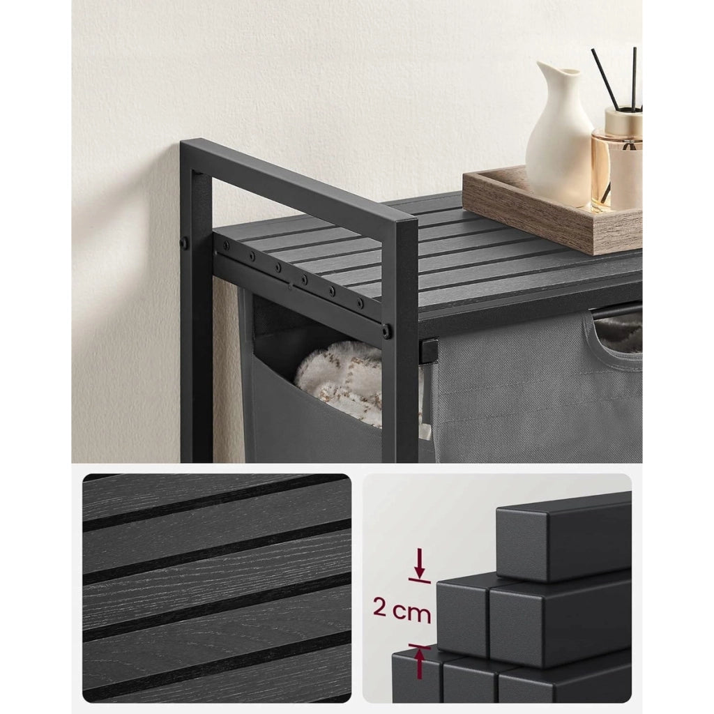 Cesto Biancheria Loft con Ripiano e Sacco Estraibile Grigio