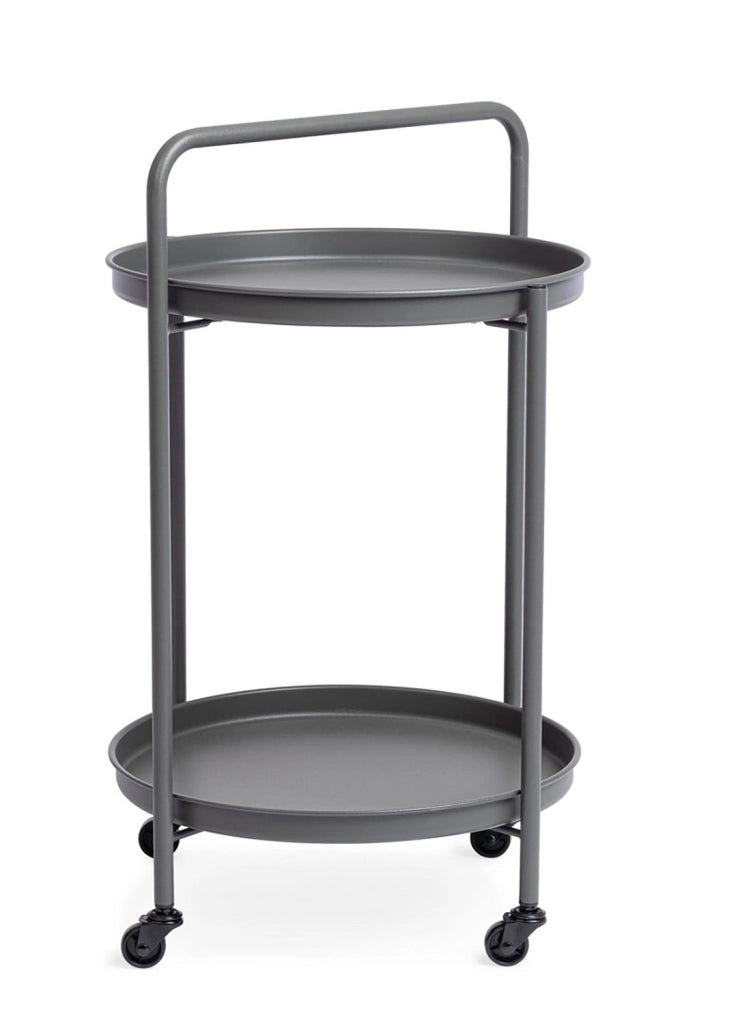 Tavolino da Esterno Carrello con Ruote Ø44,5x70h cm in Acciaio Austin Twin Antracite