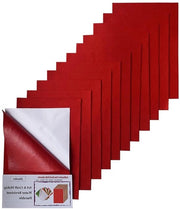 Foglie di velluto autoadesivi - 12 pezzi - Rosso - 20 x 30 cm - Per il cucito di progetti di fai da te