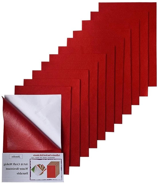 Foglie di velluto autoadesivi - 12 pezzi - Rosso - 20 x 30 cm - Per il cucito di progetti di fai da te