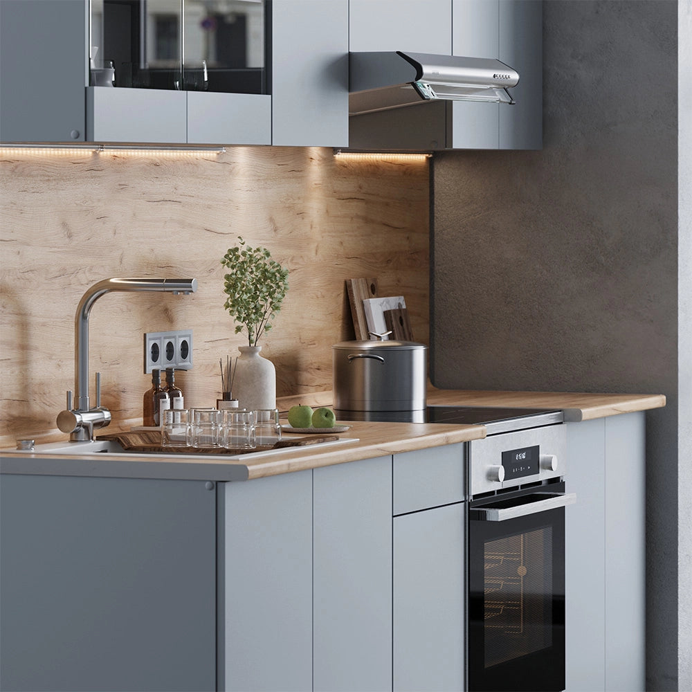 Vicco Mobile da cucina Grigio 240 cm , PL Rovere