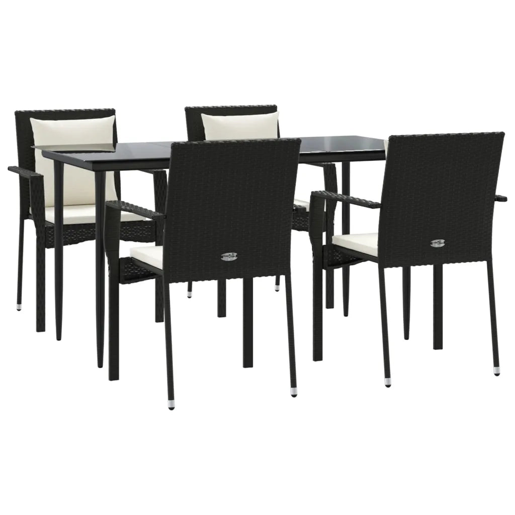 Set da Pranzo da Giardino 5 pz Nero con Cuscini in Polyrattancod mxl 76439