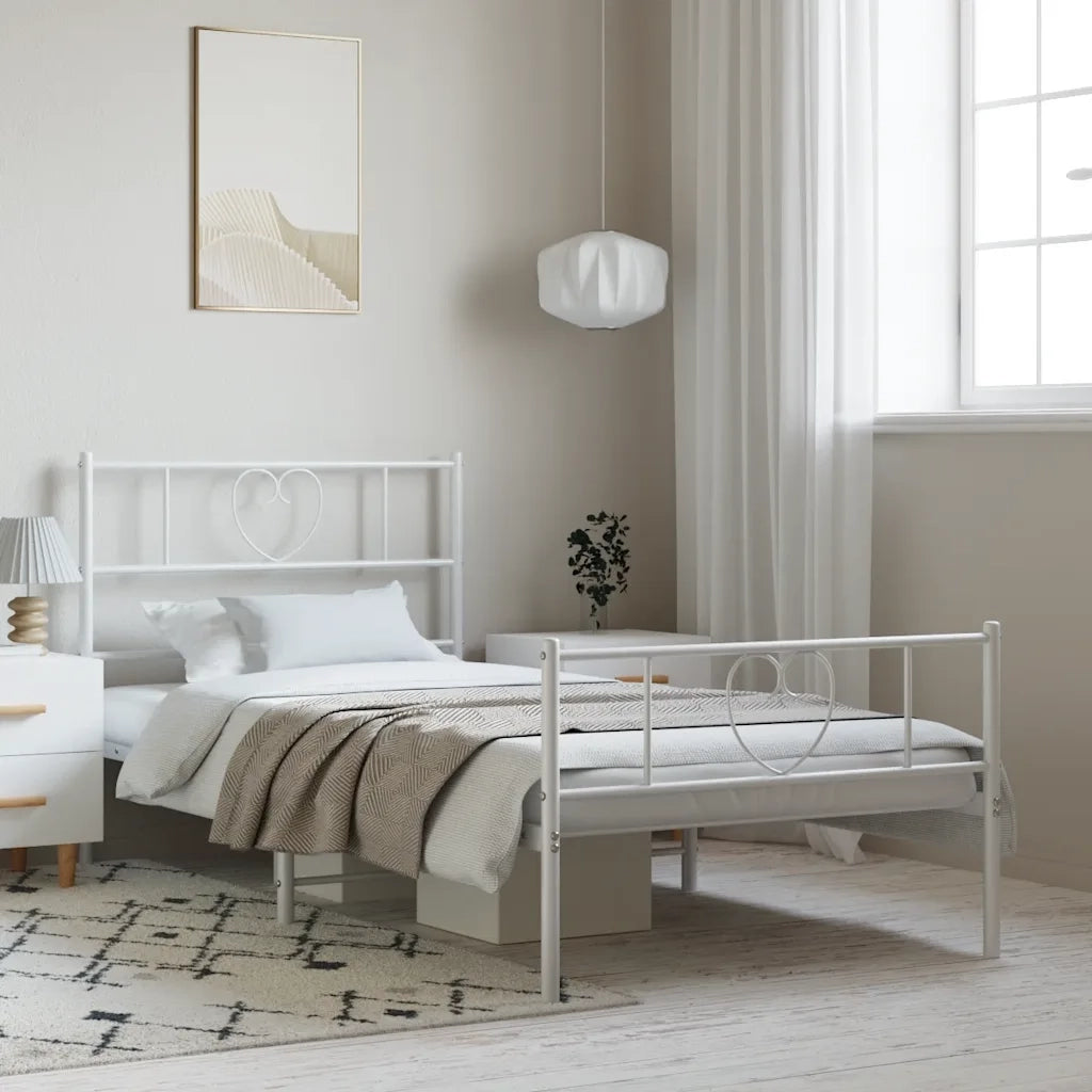 Giroletto con Testiera e Pediera Metallo Bianco 100x200 cmcod mxl 77330