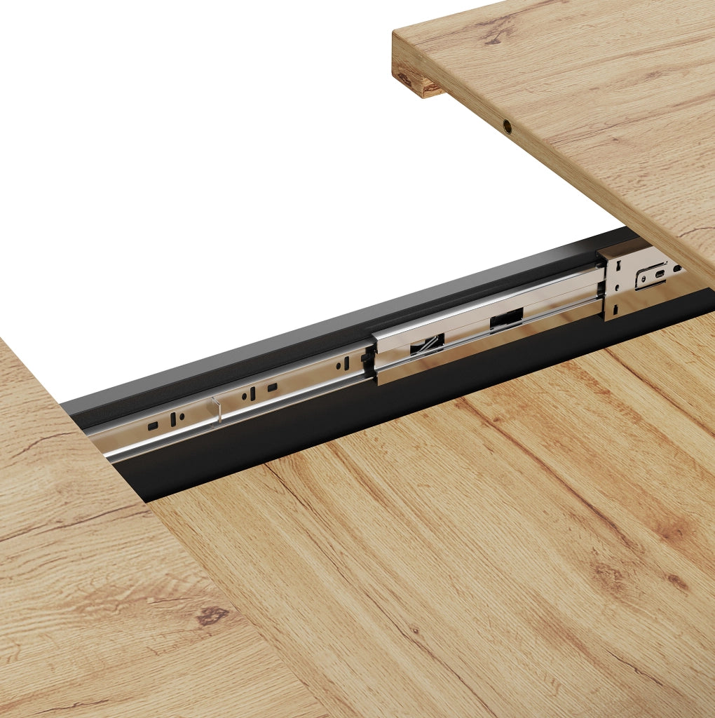 Tavolo da pranzo allungabile 110-140x80x75 cm; MDF e metallo; colore legno naturale