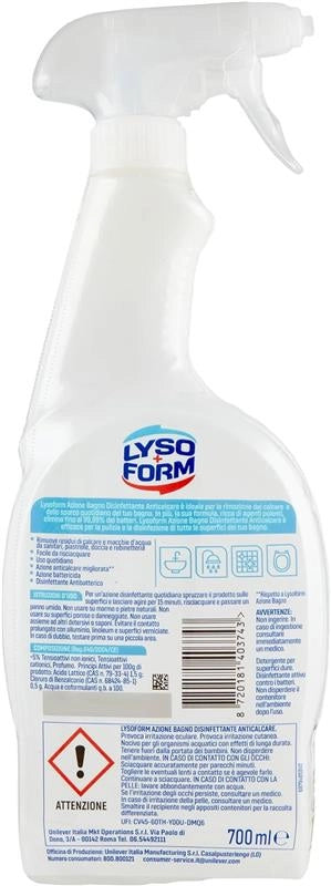 LYSOFORM SPRAY AZIONE BAGNO SET 12 PZ X 700 ML DISINFETTANTE ANTICALCARE