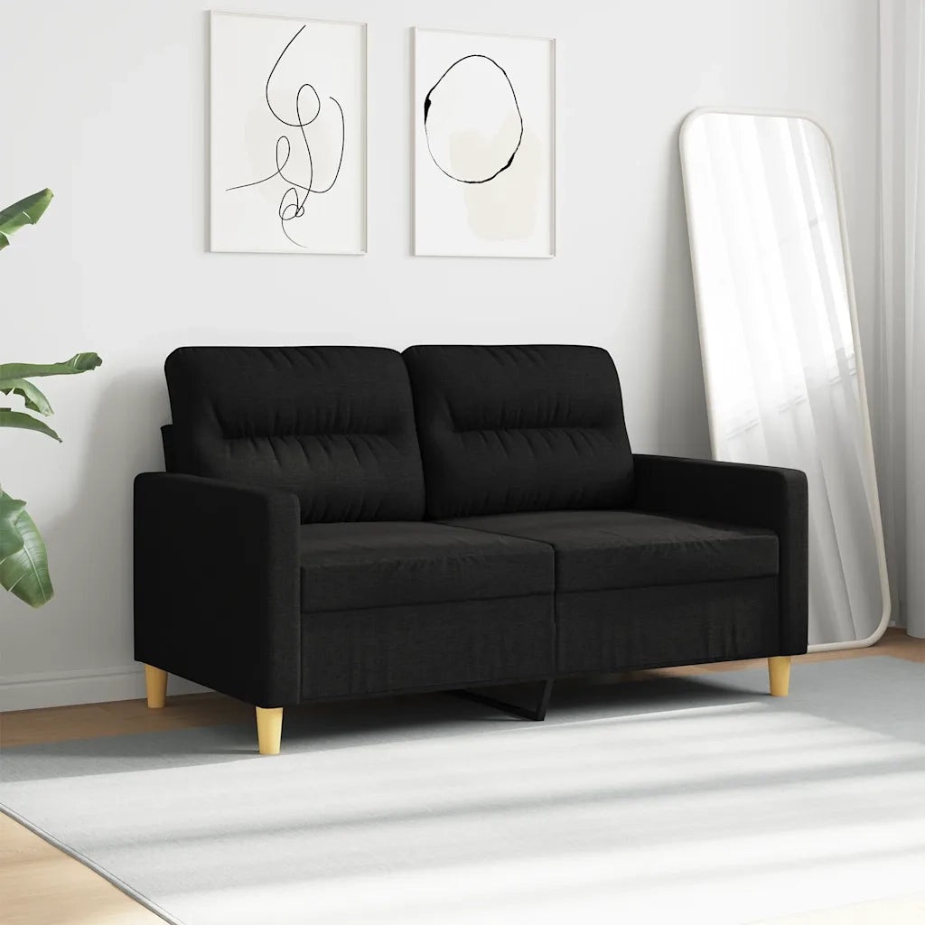 Divano | Divano da soggiorno | Sofa a 2 Posti Nero 120 cm in Tessuto