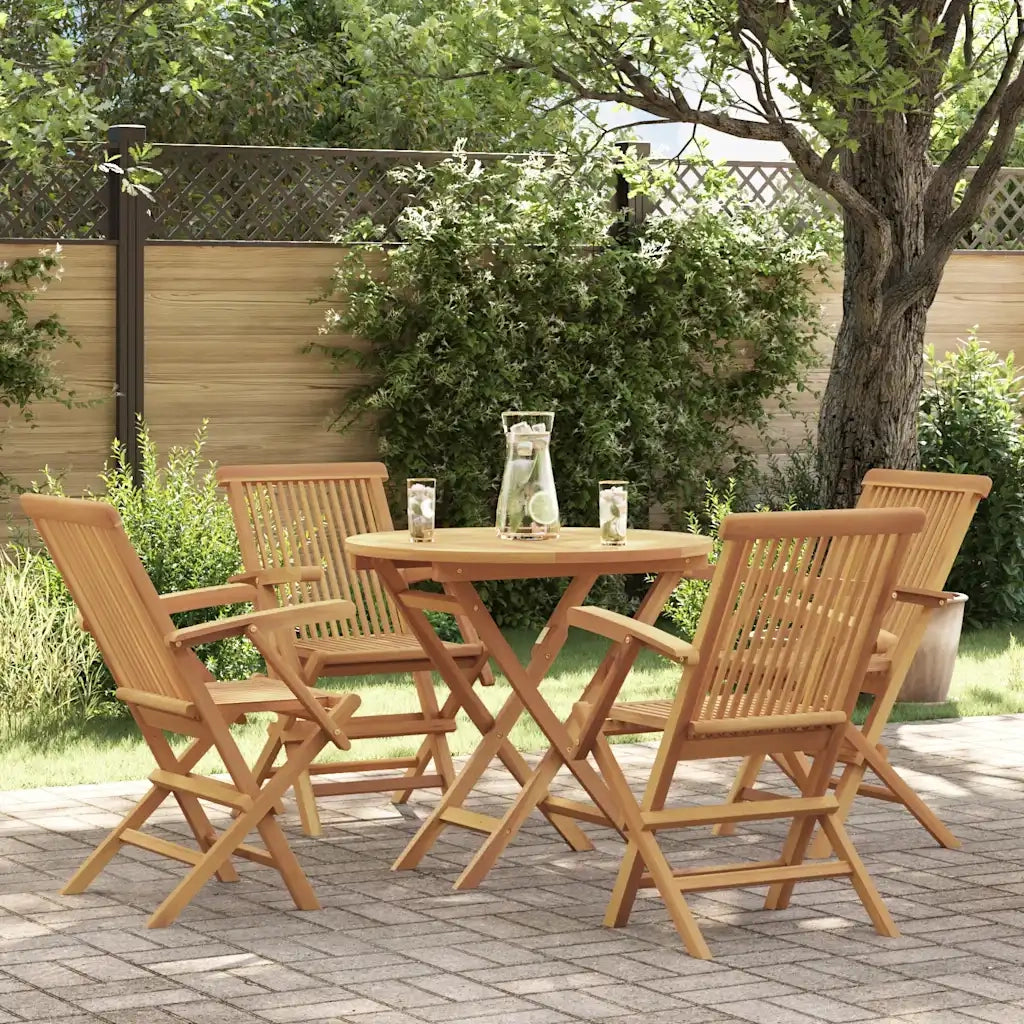 Set da Pranzo da Giardino 5 pz in Legno Massello di Teak