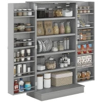 Armadio Dispensa Cucina con 2 Ante e 16 Ripiani Alacena Moderna con Ripiani Regolabili 60x30x104cm Grigio