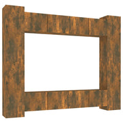 Set Mobili Porta TV 8pz | Armadietto TV | Mobile Porta TV Rovere Fumo in Legno Multistrato