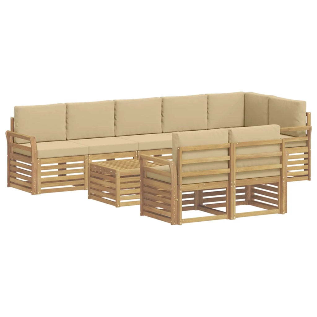 Set di divani da esterno 9 pcs Bianco e Beige 59 x 59 x 37 cm 3392078