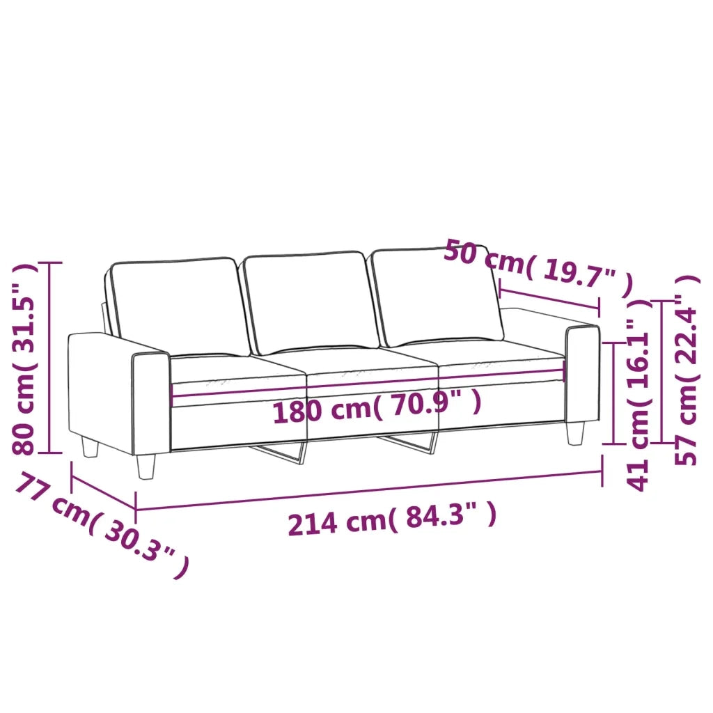 Divano a 3 Posti Grigio Chiaro 180 cm in Tessuto 359400