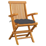 Sedie da Giardino con Cuscini Antracite 3pz Legno Massello Teak 3062529