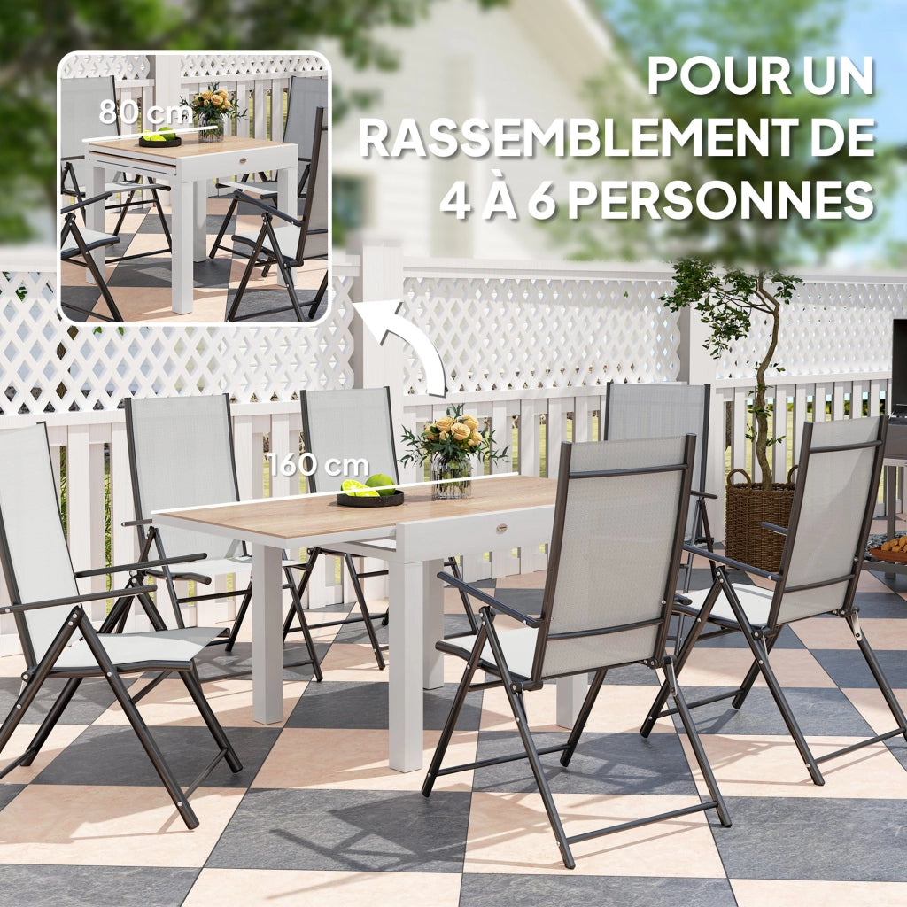 Tavolo da pranzo da giardino allungabile per 6 persone ¨C zephmum ¨C rettangolare, alluminio, 60x80x75 cm