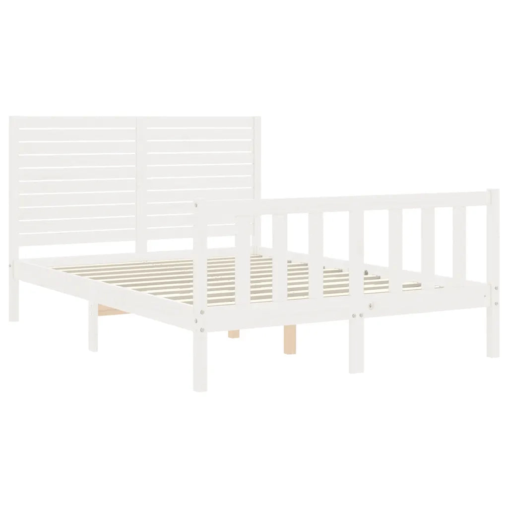 Letto senza Materasso-Struttura Letto Bianco 140x190 cm Legno Massello di Pino 937591