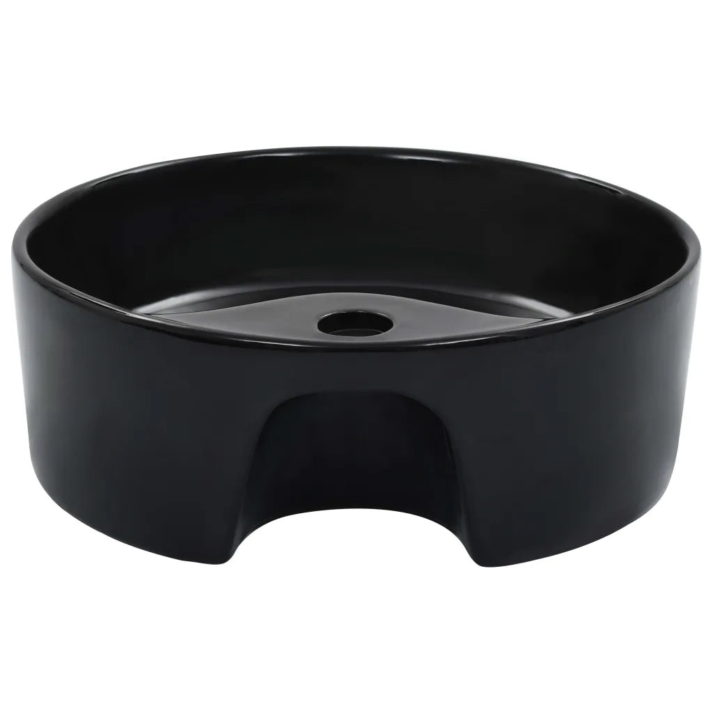 Lavandino con Troppopieno 36x13 cm in Ceramica Nero CFW6593582