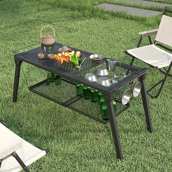 Tavolo da Campeggio Pieghevole 

Modello: CT-1234
Capacità: 5 persone
Dimensioni: 120 x 80 cm
Peso: 8 kg
Materiali: Acciaio e legno
Colore: Nero