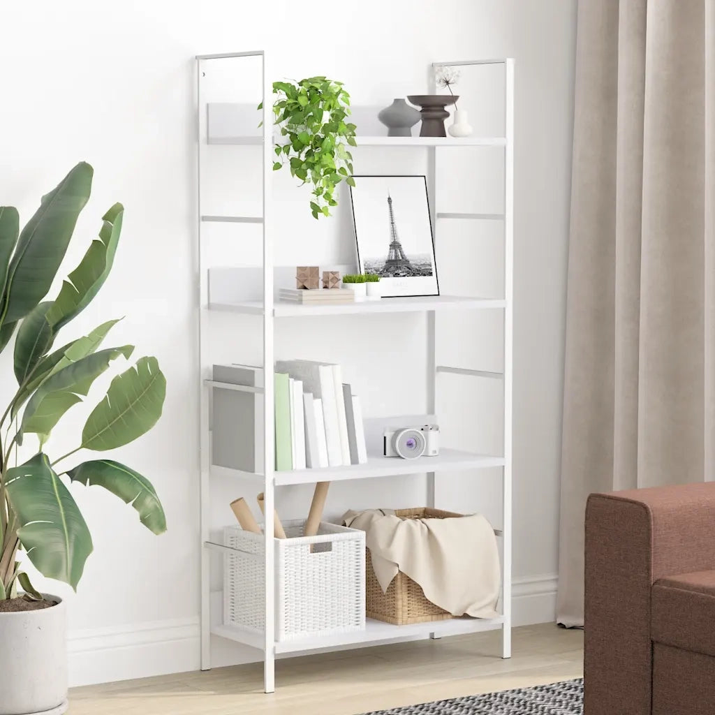 Scaffale Libri 4 Ripiani Bianco 60x27,6x124,5 Legno Multistrato 288224