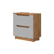 Vicco Mobile sottolavabo per bagno Rovere/grigio con struttura in piastrelle 59.8 x 62.5 cm con 2 cassetti
