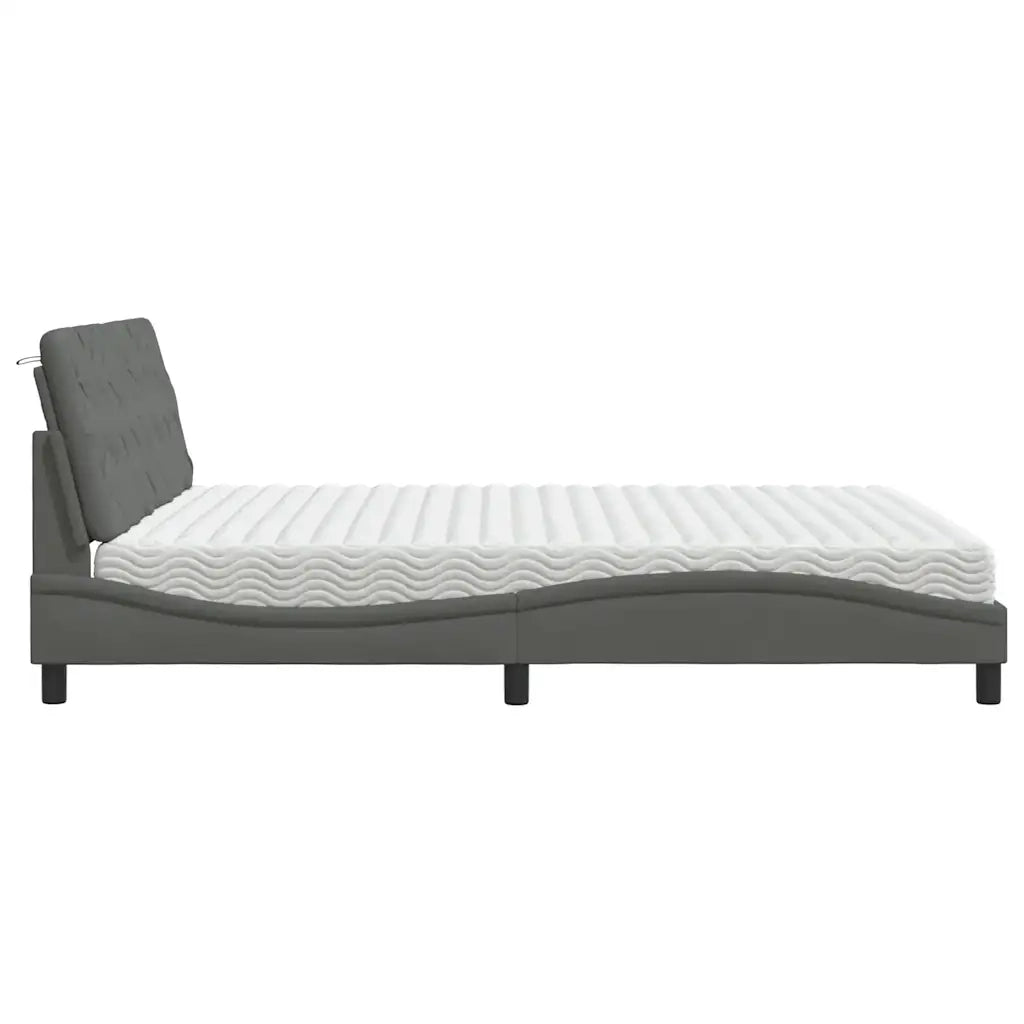 Letto con Materasso Grigio Scuro 180x200 cm Tessuto