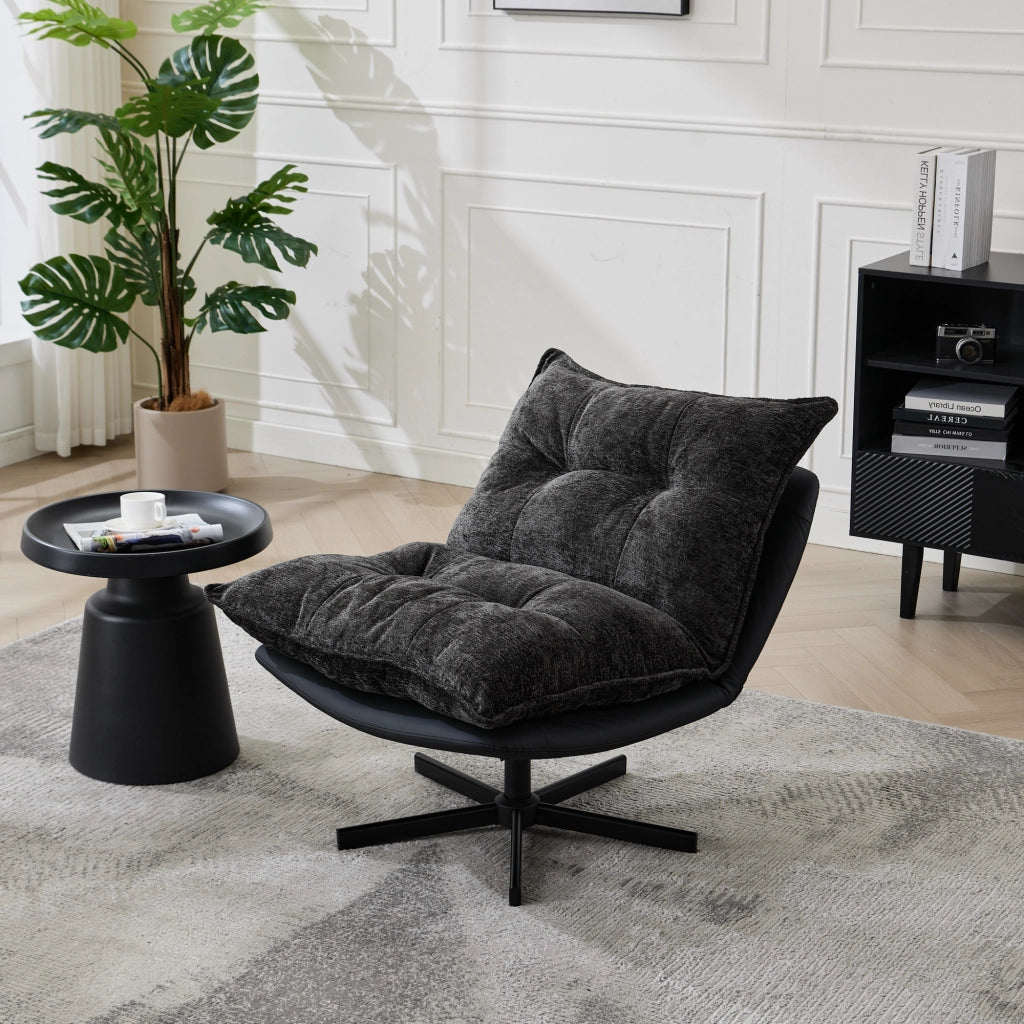 Poltrona Relax Girevole Reclinabile ¨C Xylo ¨C Similpelle e Chenille, Grigio Scuro