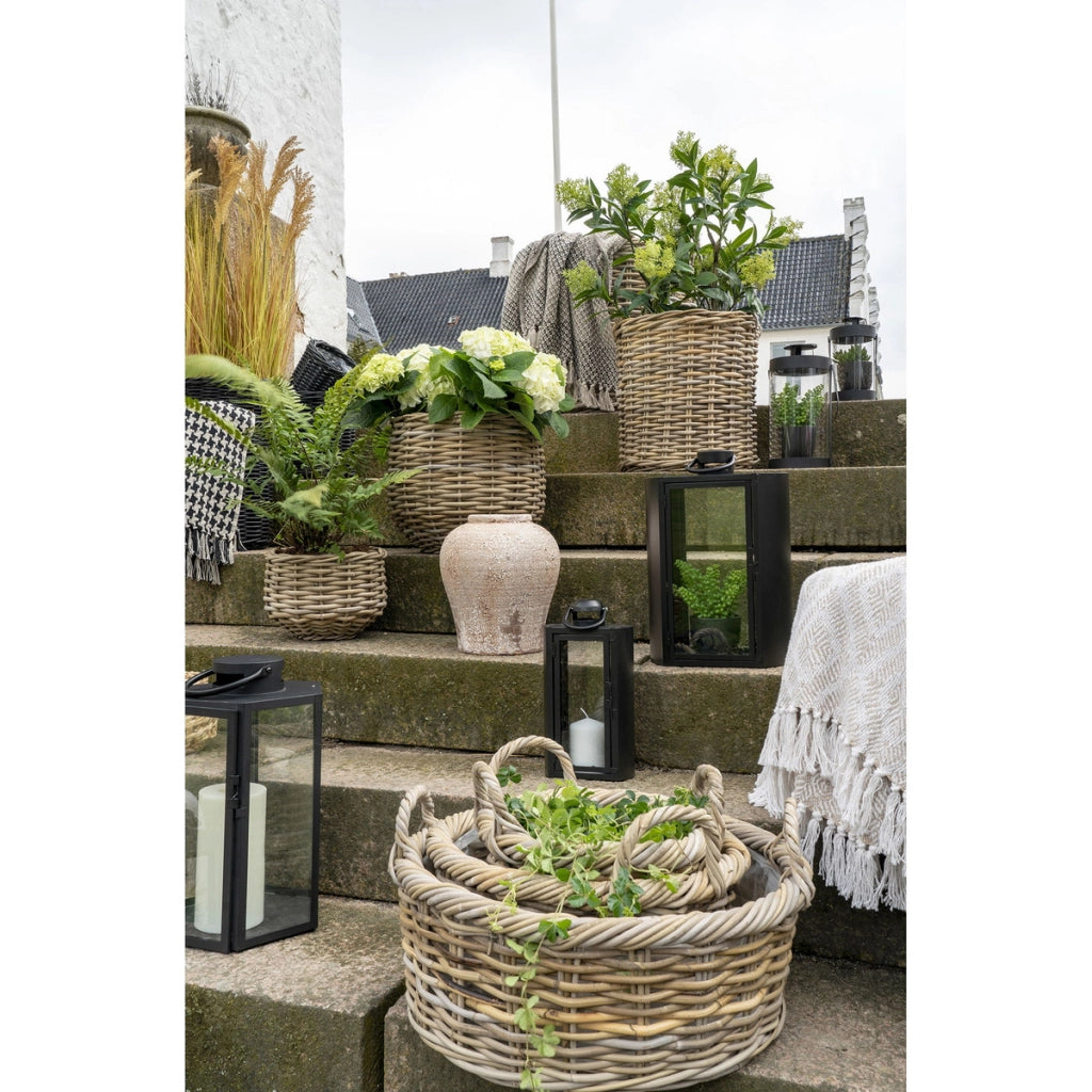 Set di 3 Cesti Portaoggetti Kuta, Marrone, Rattan, 30x30x27 cm