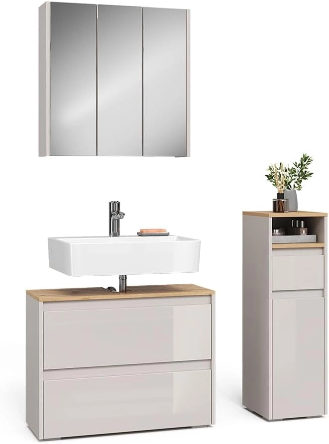Set di mobili da bagno Majest, Cashmere/Artigianale, 3 parti