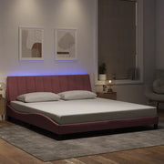 Giroletto con LED senza Materasso-Struttura Letto Hanko Rosa 180x200 cm in Velluto