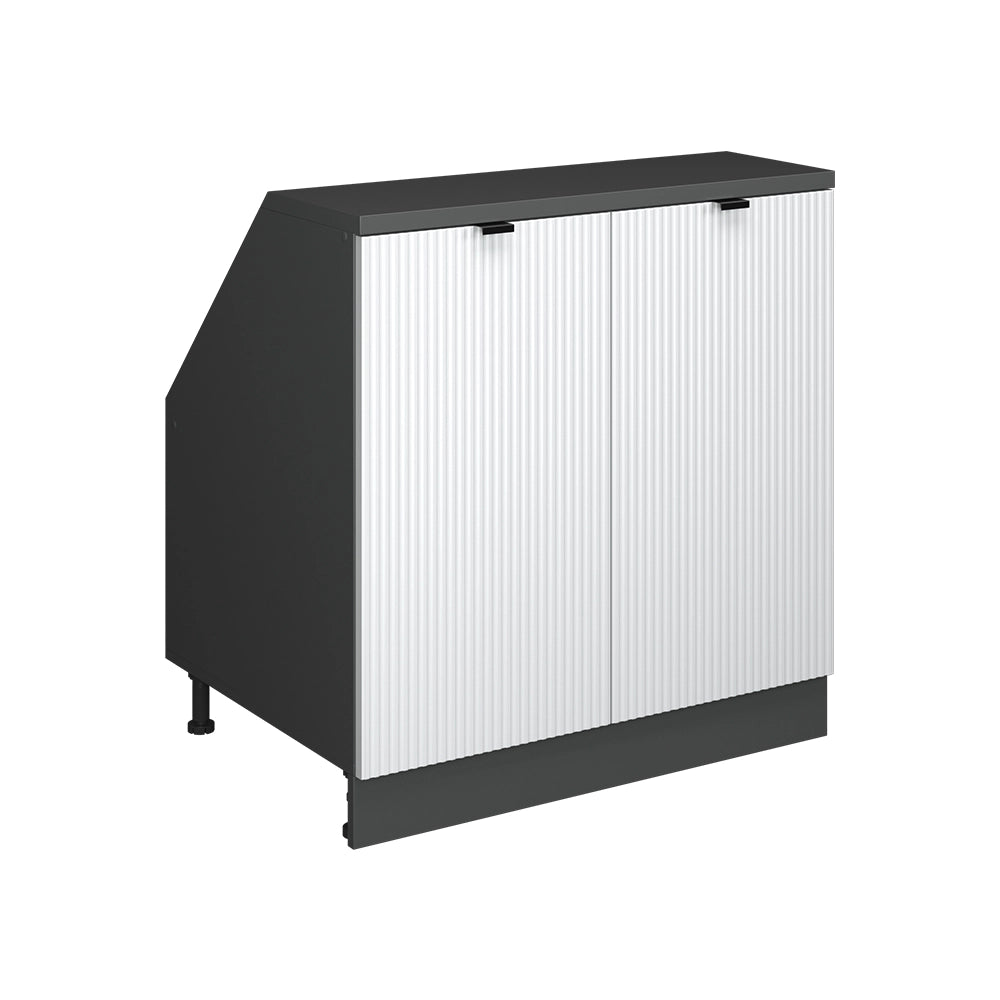 Mobile sottotetto Rion Ondulazione bianca/Antracite 80 x 83.8 cm con 2 porte, carcassa 60 cm profondità Vicco