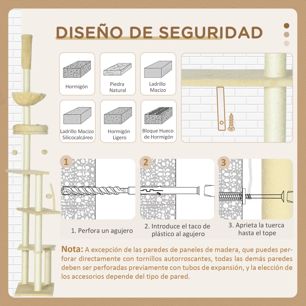 ¨¢rbol para Gatos ¨C zephmum ¨C Beige 230-250 cm