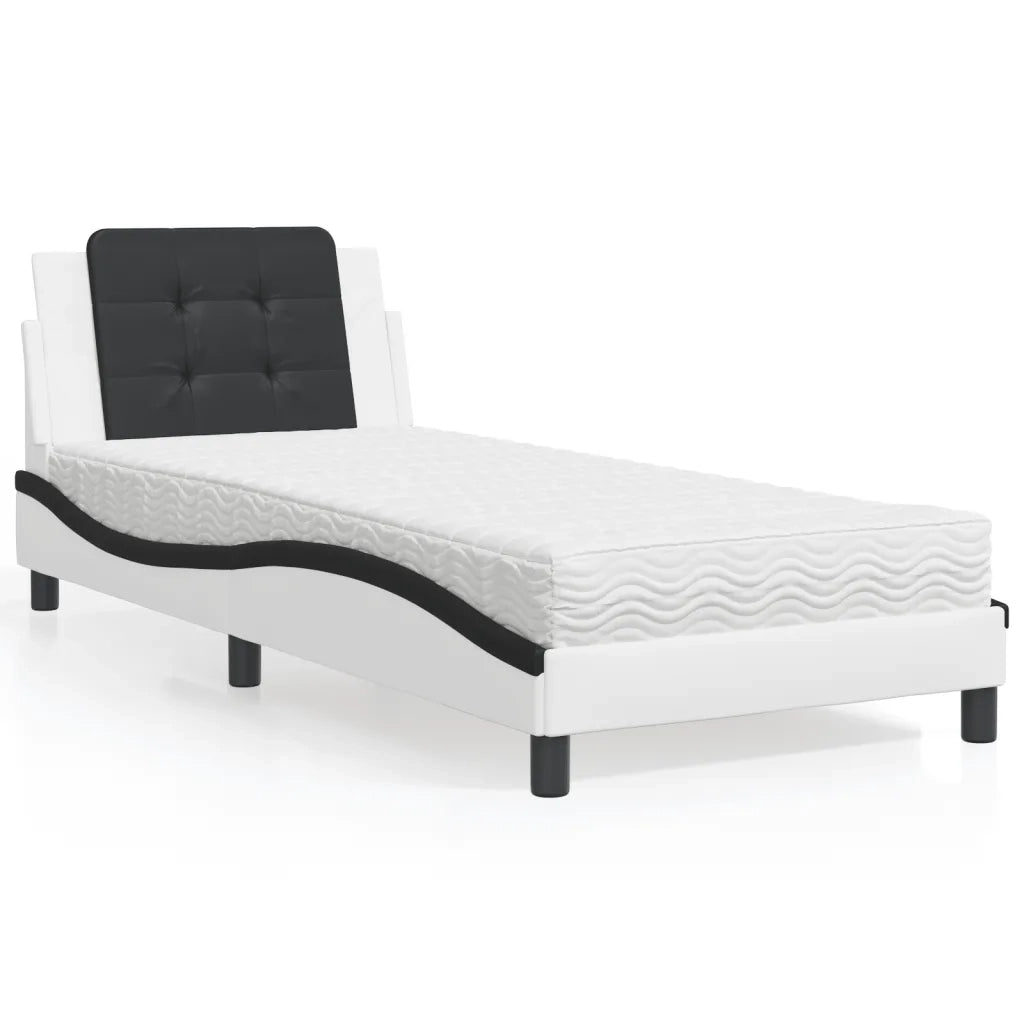 Giroletto senza Materasso Zadar Bianco e Nero 90x190 cm in Similpelle 3208837