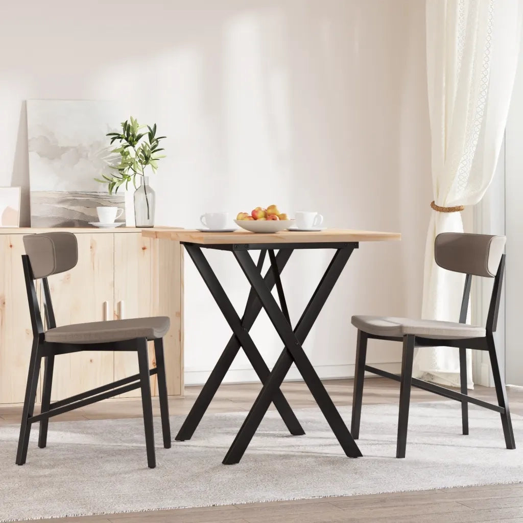Tavolo da Pranzo Telaio a X 70x70x75,5 cm Legno Pino e Acciaio