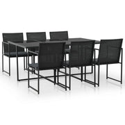 Set da pranzo da giardino 7 pezzi e cuscini in resina intrecciata nera 02_0014820