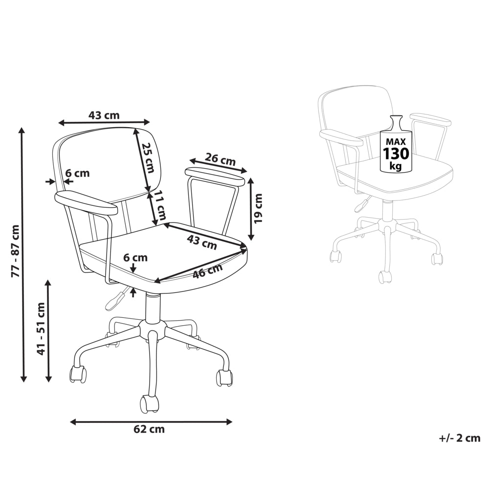 Sedia da ufficio in ecopelle marrone girevole e regolabile stile moderno home office