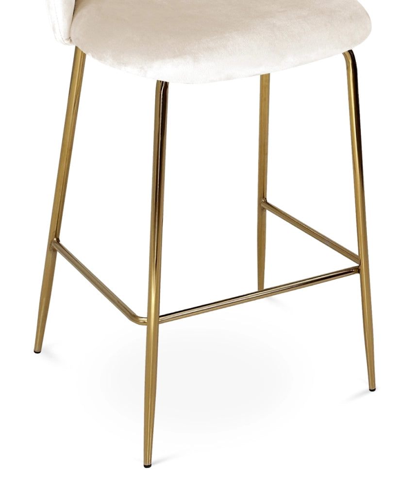 Sgabello cucina imbottito, sgabello alto in velluto beige piede dorato – Nicole - SG11NIG