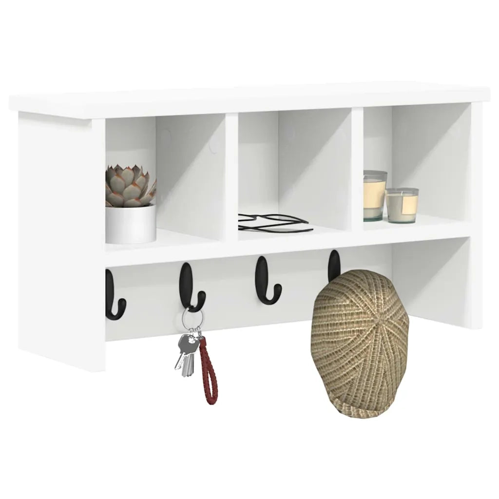 vidaXL Appendiabiti a muro Bianco 50 x 16 x 26 cm Legno multistrato